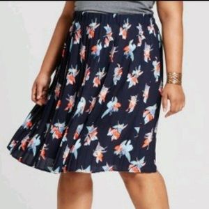 NWT Ava & Viv Pleated Floral Skirt
